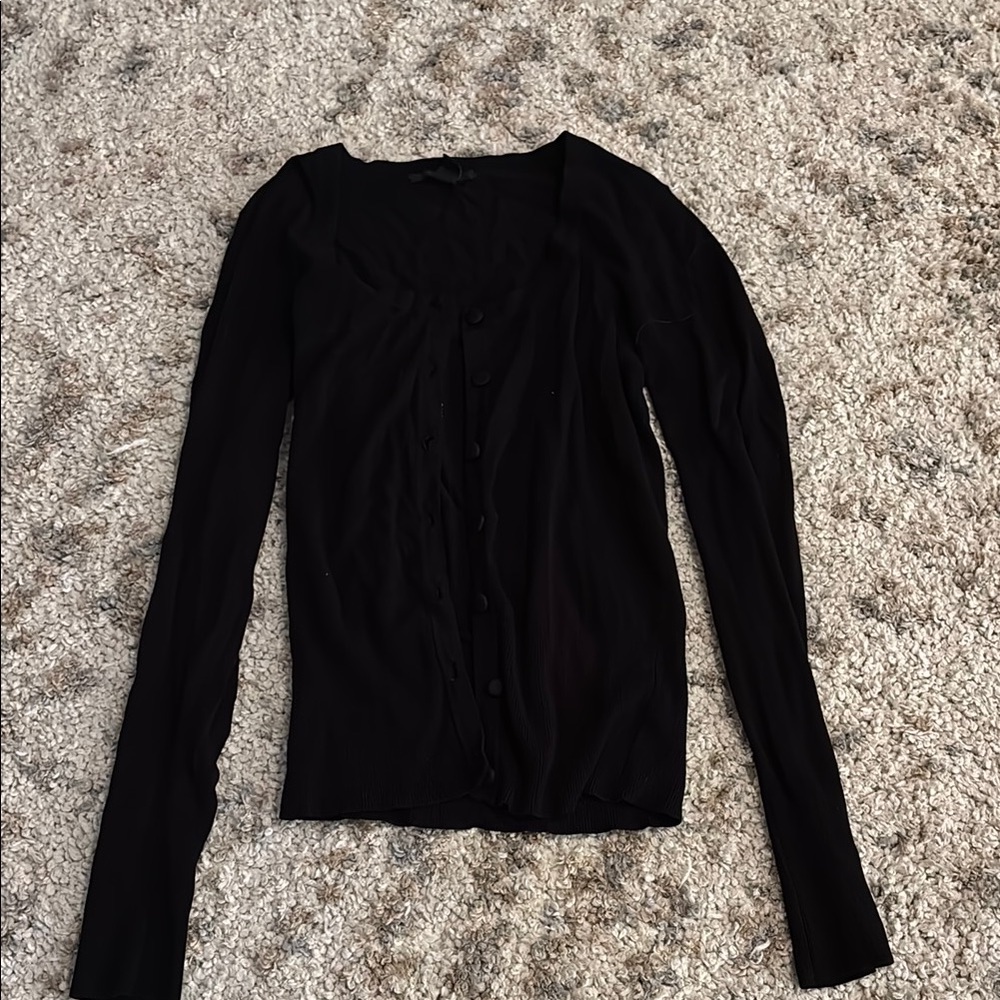H&M Black Fitted Long Sleeve Button Down Shirt